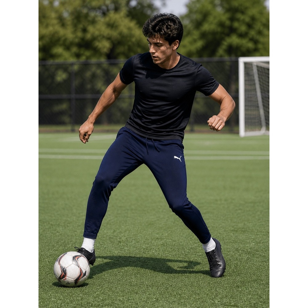 Puma Mens DryCell Soccer Training Pants‎ Navy Blue Tapered Track Joggers Large
